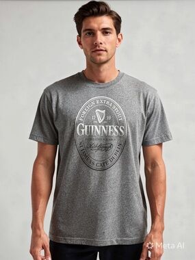Guinness Beer Graphic Tee Gray Irish Brewery Shirt Sz XXL